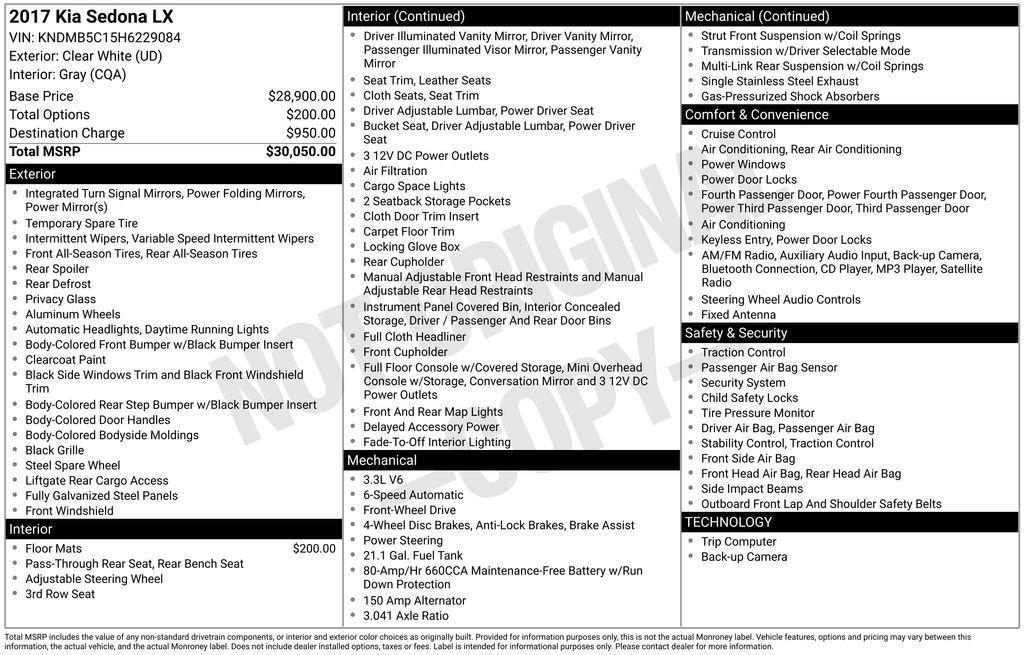 used 2017 Kia Sedona car, priced at $8,800