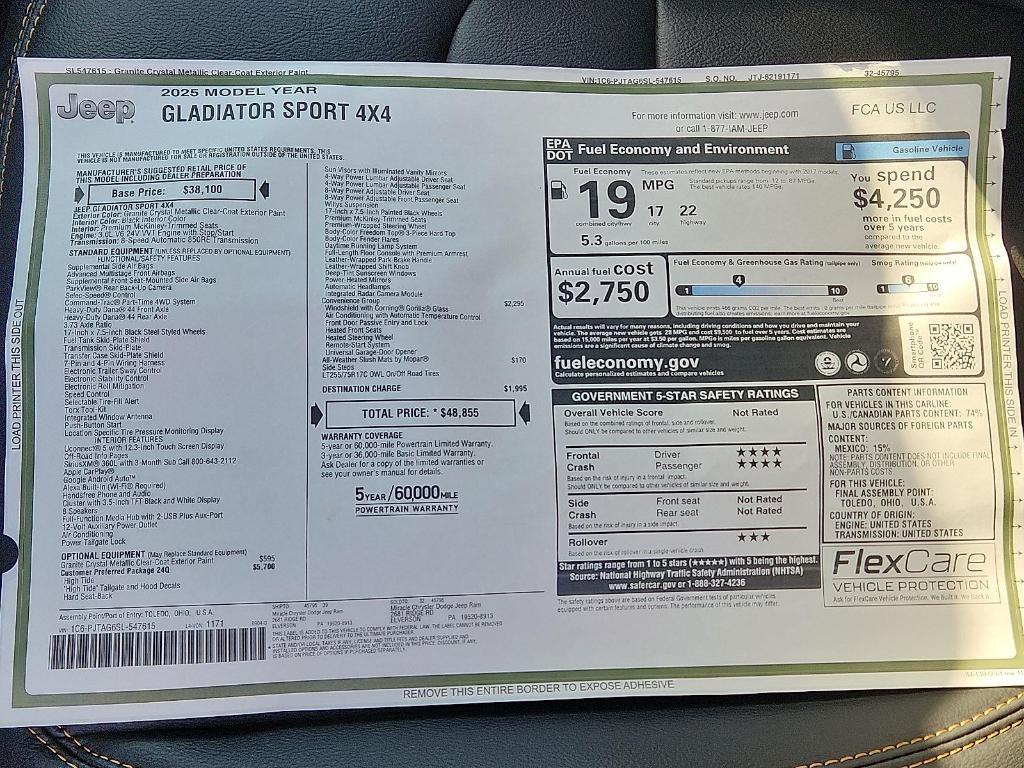 new 2025 Jeep Gladiator car, priced at $44,259