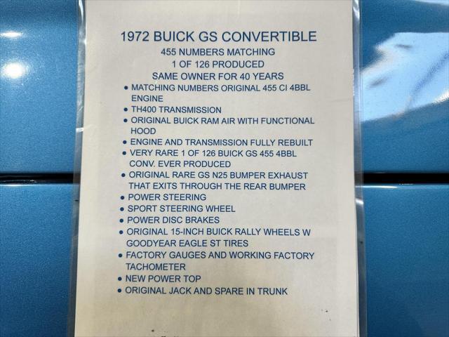 used 1972 Buick GS car, priced at $52,000