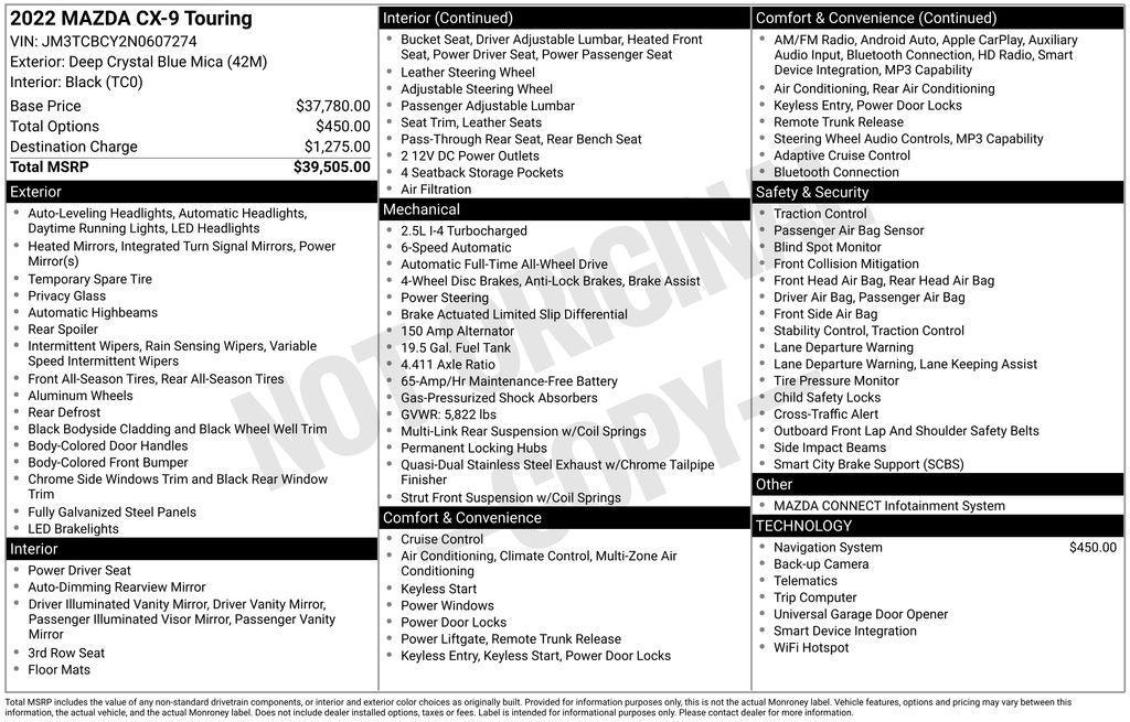 used 2022 Mazda CX-9 car, priced at $22,189