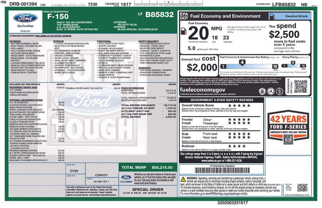 used 2020 Ford F-150 car, priced at $17,639