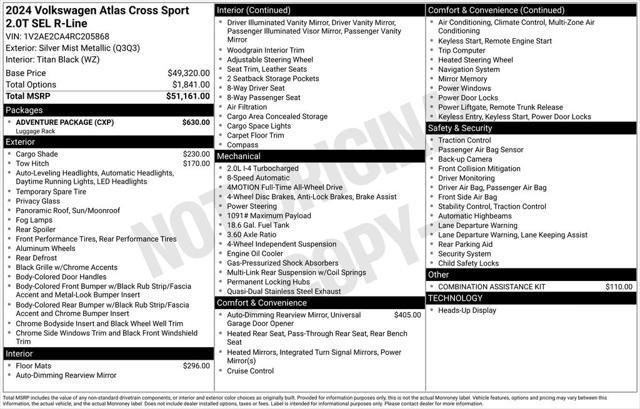 used 2024 Volkswagen Atlas Cross Sport car, priced at $39,752
