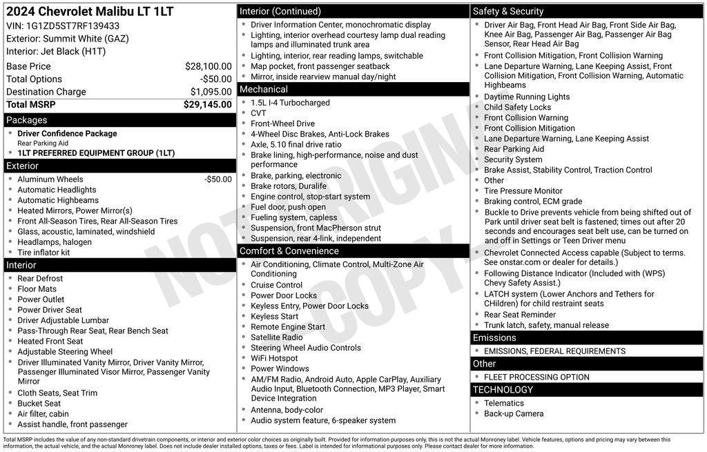 used 2024 Chevrolet Malibu car, priced at $17,706