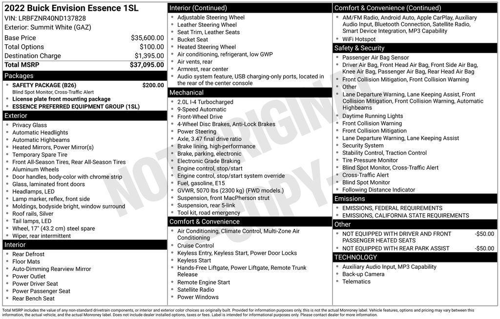 used 2022 Buick Envision car, priced at $22,833