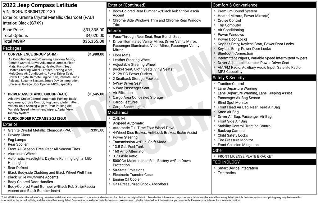 used 2022 Jeep Compass car, priced at $20,987