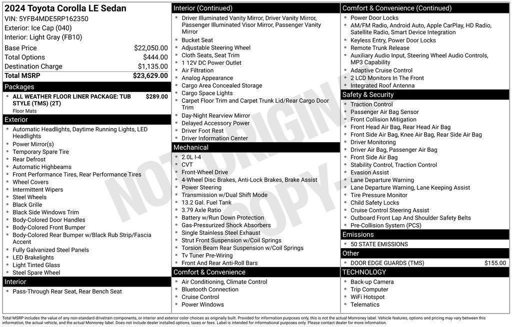 used 2024 Toyota Corolla car, priced at $20,348