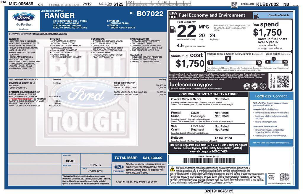 used 2019 Ford Ranger car, priced at $20,241