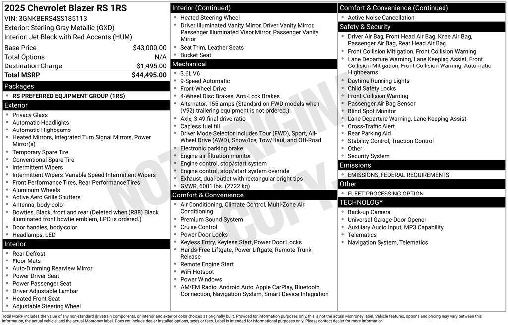 used 2025 Chevrolet Blazer car, priced at $34,487