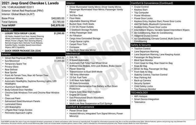 used 2021 Jeep Grand Cherokee L car, priced at $27,239