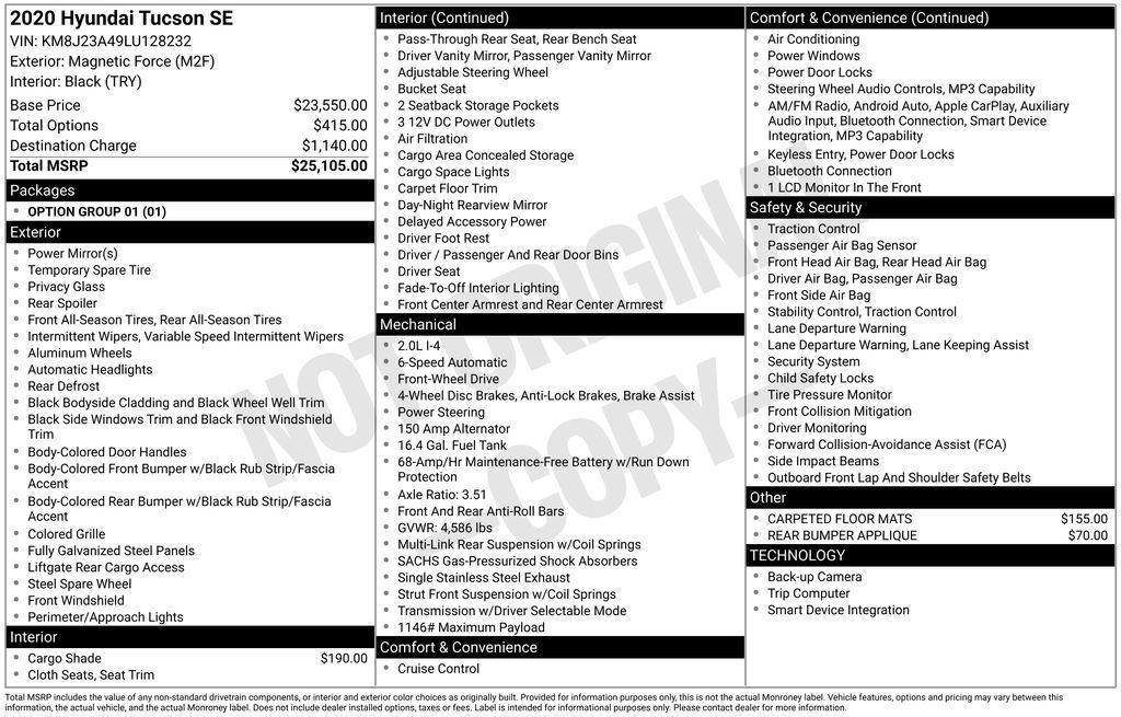 used 2020 Hyundai Tucson car, priced at $17,529