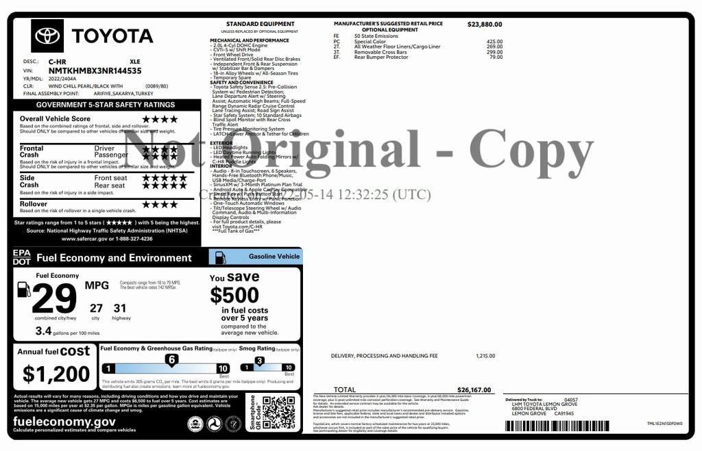 used 2022 Toyota C-HR car, priced at $23,500