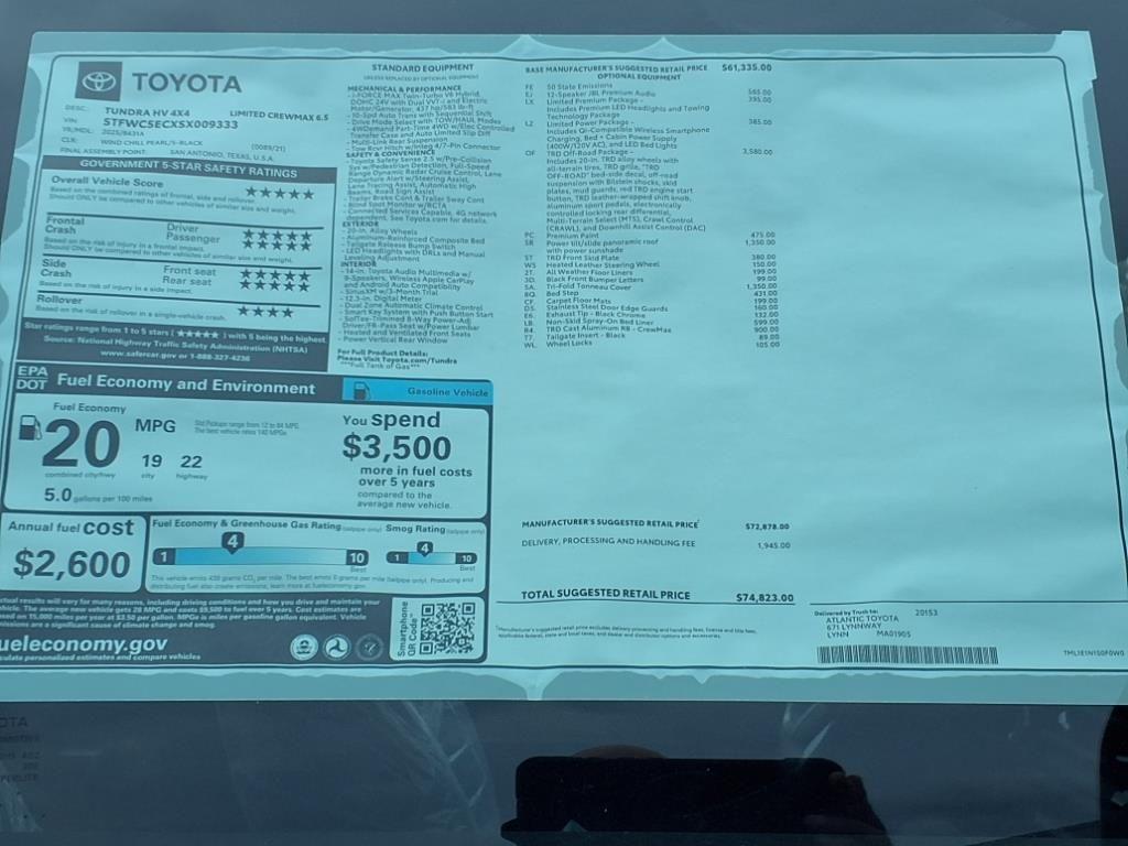 new 2025 Toyota Tundra Hybrid car, priced at $67,895