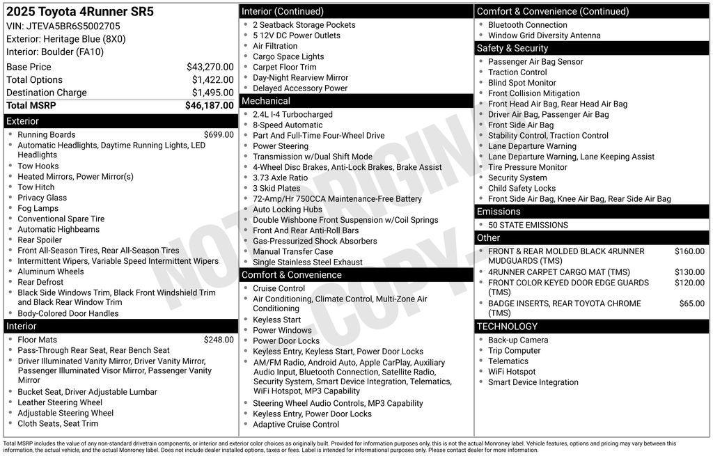 used 2025 Toyota 4Runner car, priced at $45,288