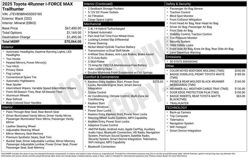 used 2025 Toyota 4Runner Hybrid car, priced at $68,288