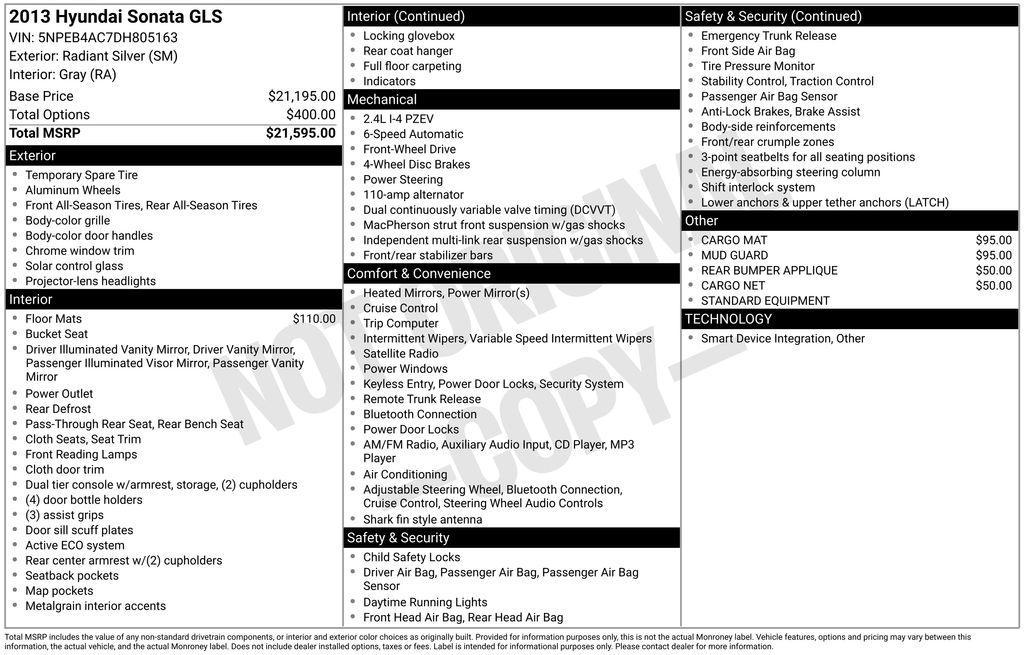 used 2013 Hyundai Sonata car, priced at $7,643