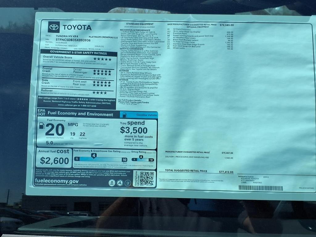 new 2025 Toyota Tundra Hybrid car, priced at $72,606