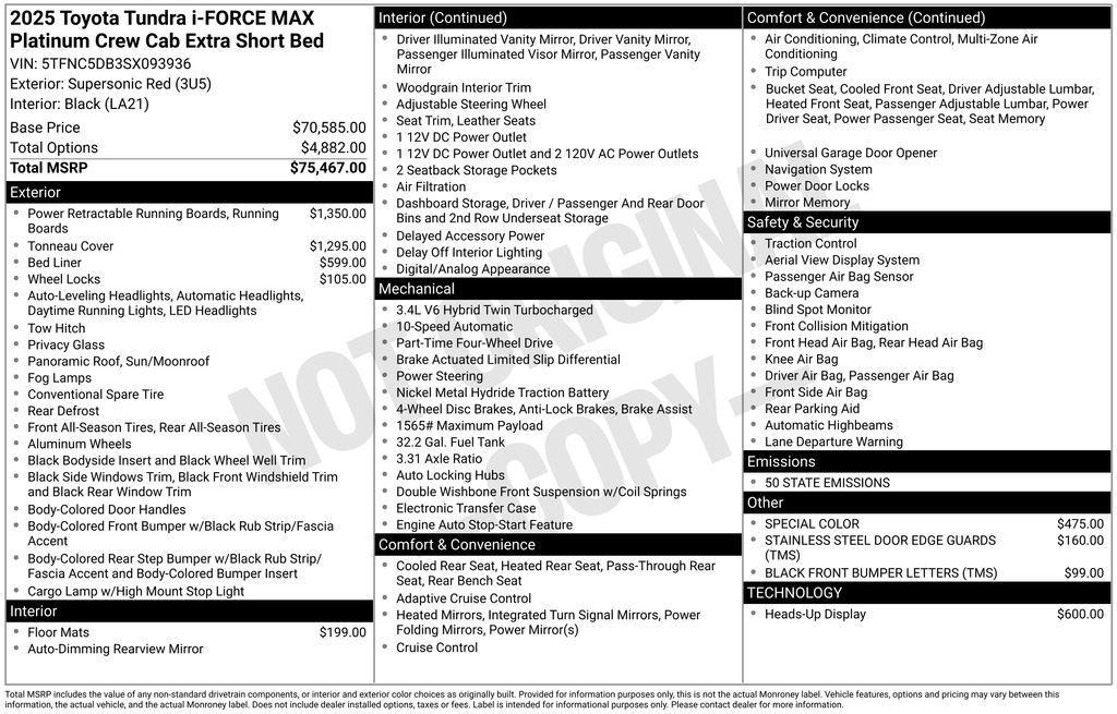 new 2025 Toyota Tundra Hybrid car, priced at $72,606