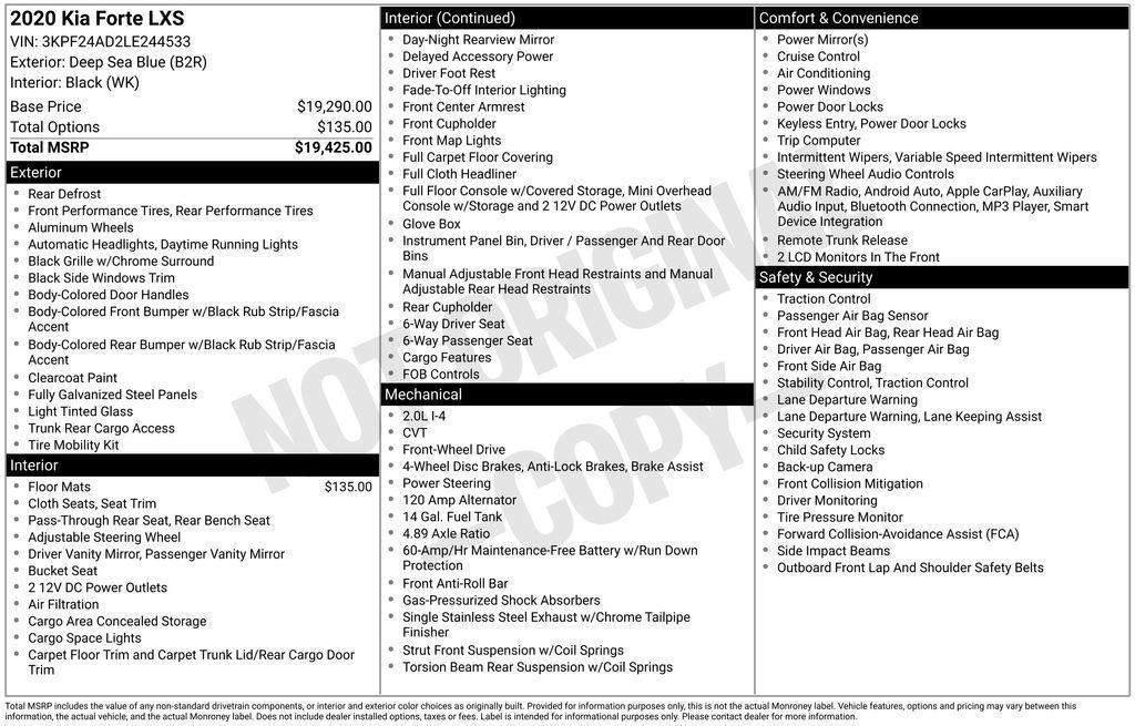 used 2020 Kia Forte car, priced at $11,000