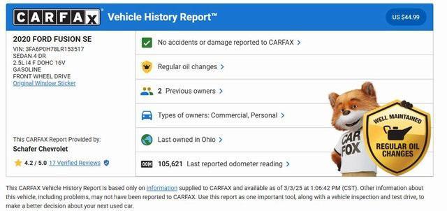 used 2020 Ford Fusion car, priced at $11,400