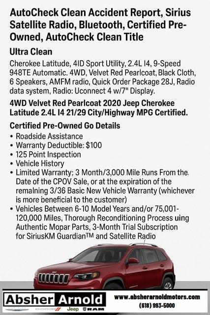 used 2020 Jeep Cherokee car, priced at $15,495