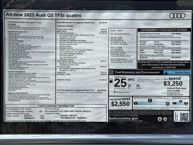 new 2025 Audi Q5 car, priced at $60,960