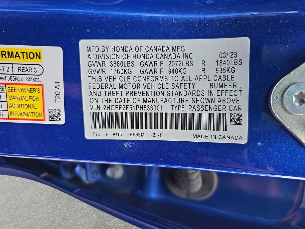used 2023 Honda Civic car, priced at $24,800