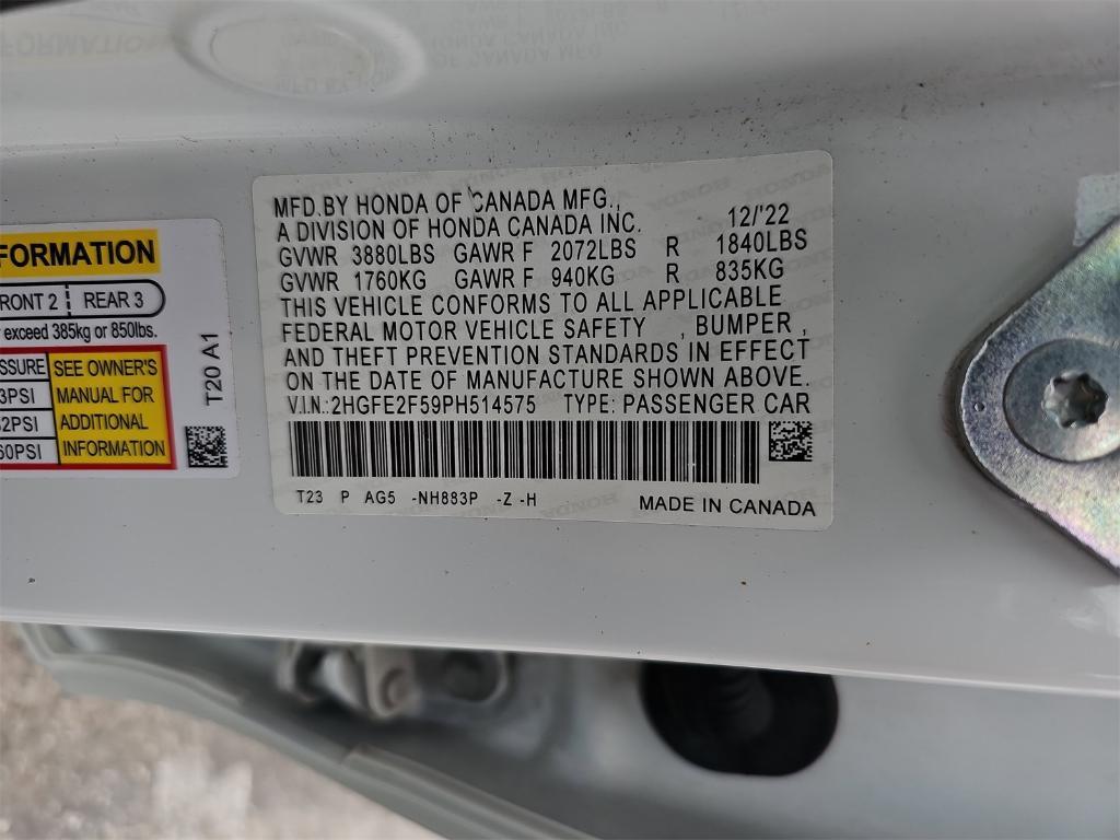 used 2023 Honda Civic car, priced at $25,999