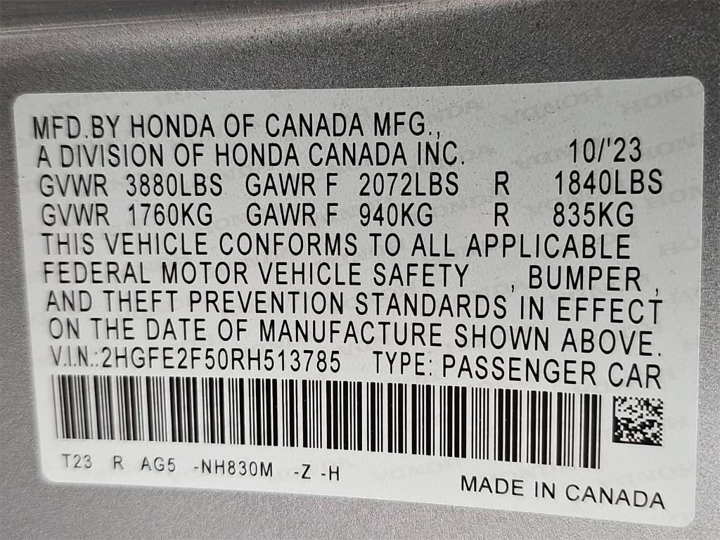 used 2024 Honda Civic car, priced at $26,999