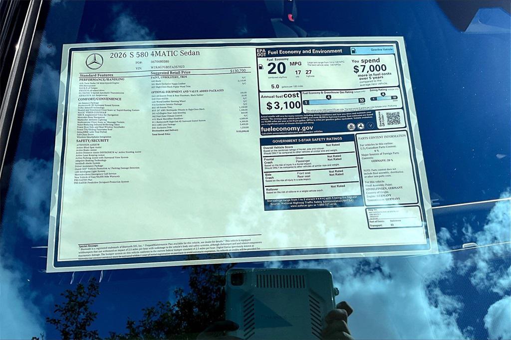 new 2026 Mercedes-Benz S-Class car, priced at $153,090