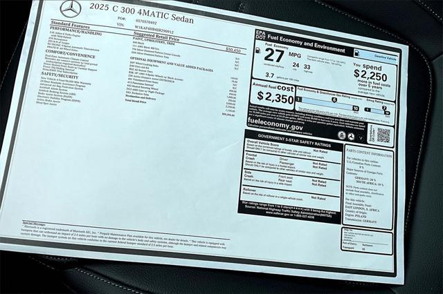 new 2025 Mercedes-Benz C-Class car, priced at $59,395