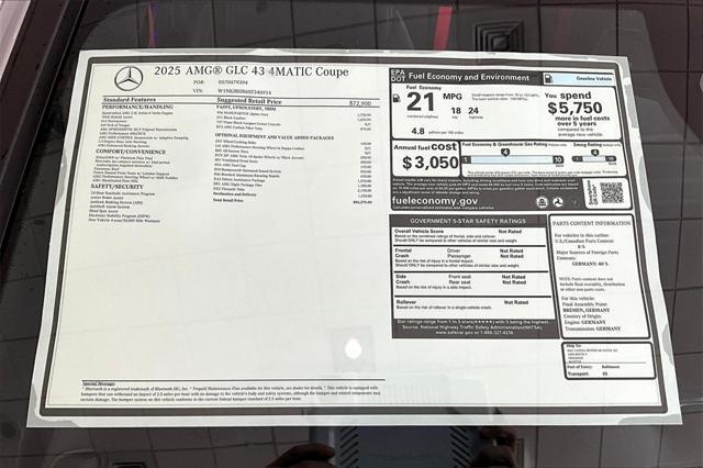 new 2025 Mercedes-Benz AMG GLC 43 car, priced at $86,275