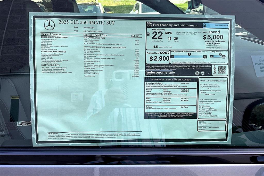 new 2025 Mercedes-Benz GLE 350 car, priced at $76,580