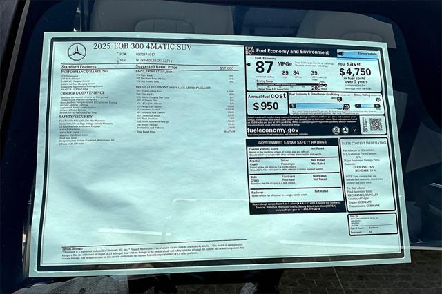 new 2025 Mercedes-Benz EQB 300 car, priced at $63,675