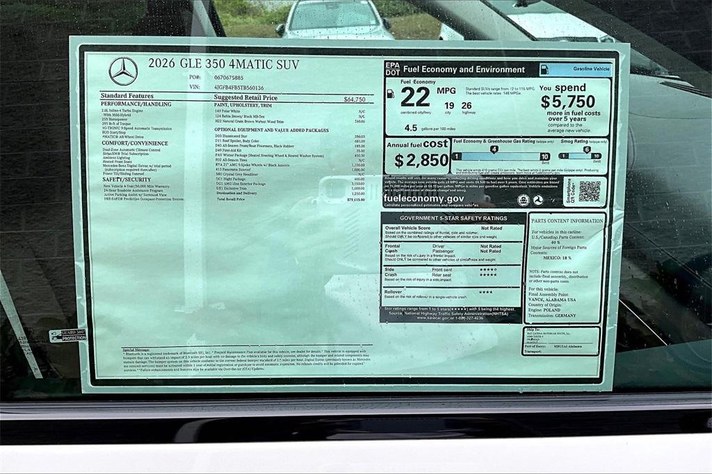 new 2026 Mercedes-Benz GLE 350 car, priced at $75,115