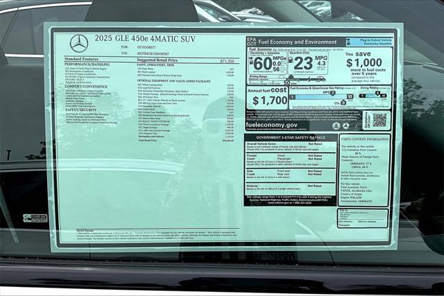 new 2025 Mercedes-Benz GLE 450e car, priced at $90,430