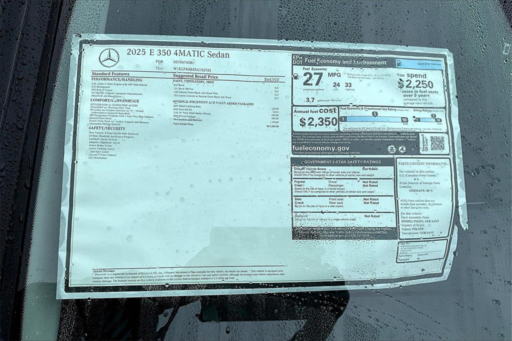 new 2025 Mercedes-Benz E-Class car, priced at $67,345