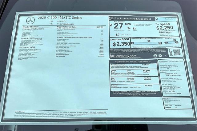 new 2025 Mercedes-Benz C-Class car, priced at $59,745