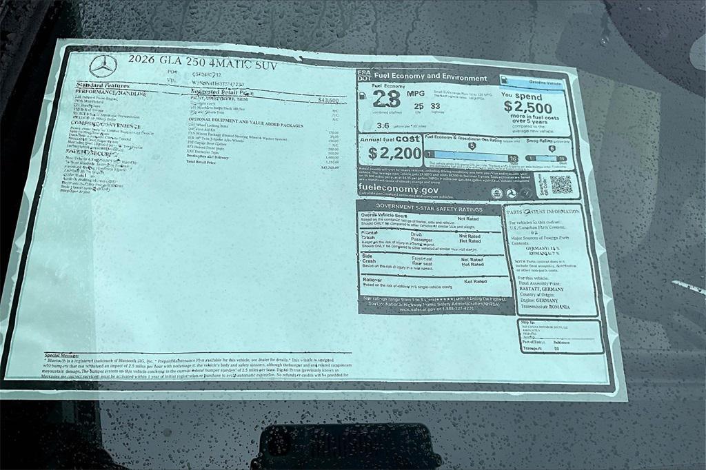 new 2026 Mercedes-Benz GLA 250 car, priced at $47,785