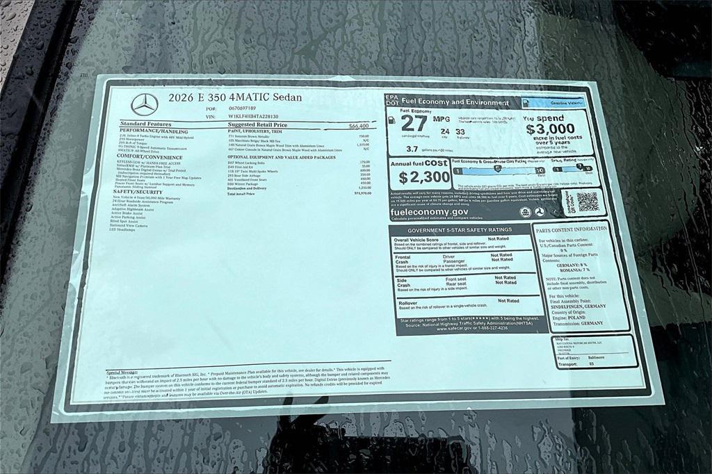 new 2026 Mercedes-Benz E-Class car, priced at $71,970