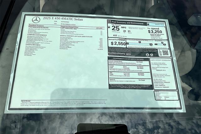 new 2025 Mercedes-Benz E-Class car, priced at $76,445
