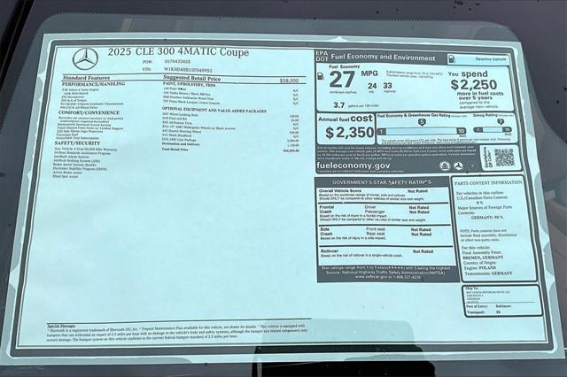 new 2025 Mercedes-Benz CLE 300 car, priced at $62,595