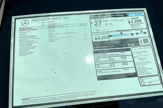 new 2025 Mercedes-Benz GLB 250 car, priced at $49,595