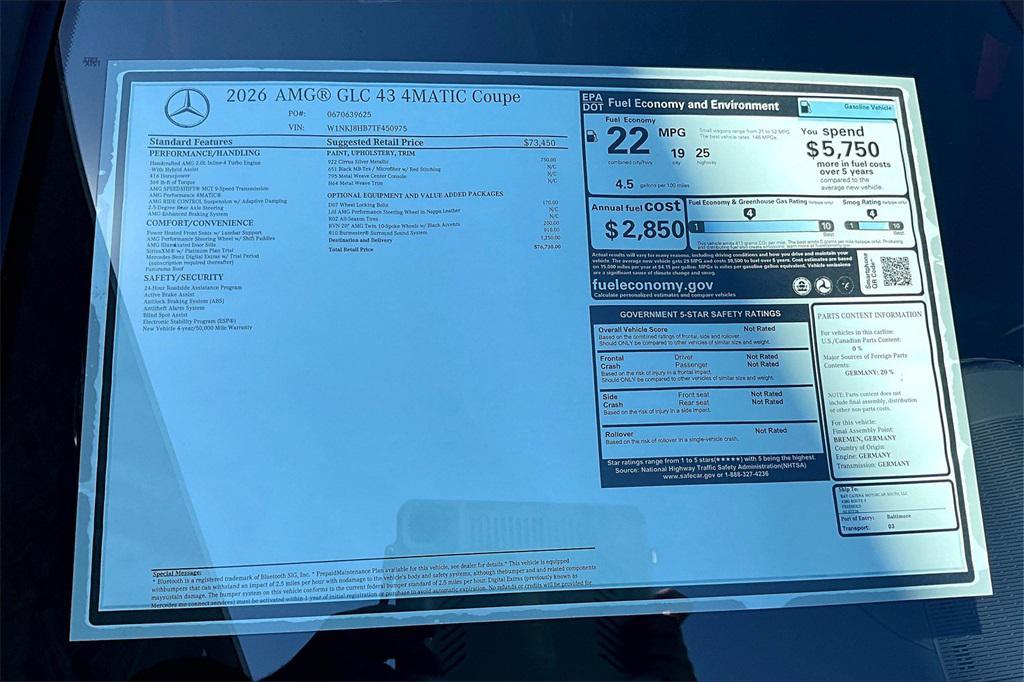 new 2026 Mercedes-Benz AMG GLC 43 car, priced at $76,730
