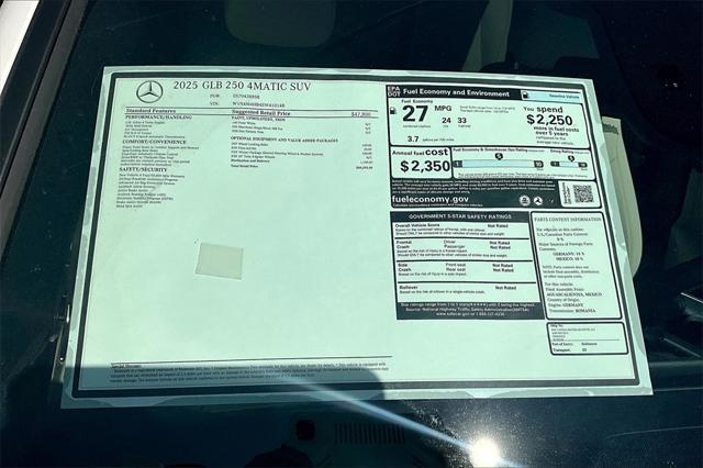 new 2025 Mercedes-Benz GLB 250 car, priced at $49,595