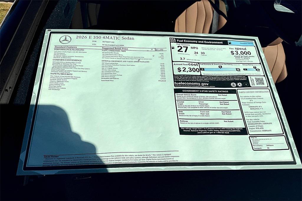 new 2026 Mercedes-Benz E-Class car, priced at $74,605