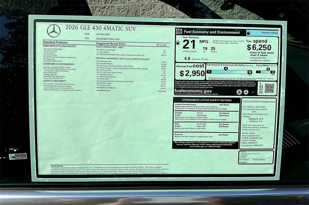 new 2026 Mercedes-Benz GLE 450 car, priced at $79,970