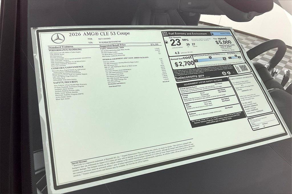 new 2026 Mercedes-Benz AMG CLE 53 car, priced at $89,325