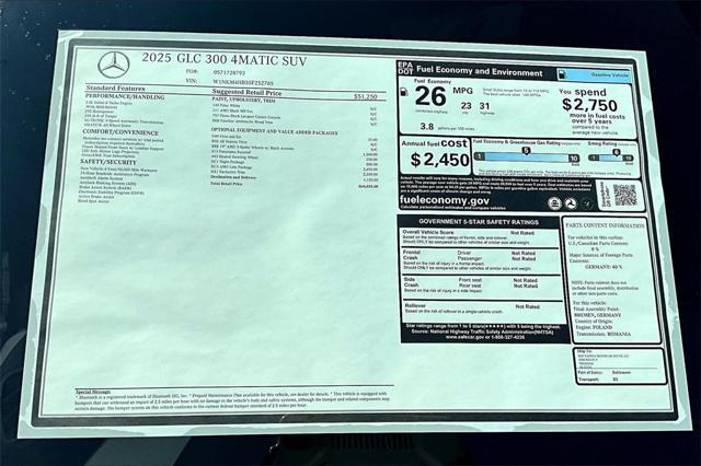 new 2025 Mercedes-Benz GLC 300 car, priced at $60,035