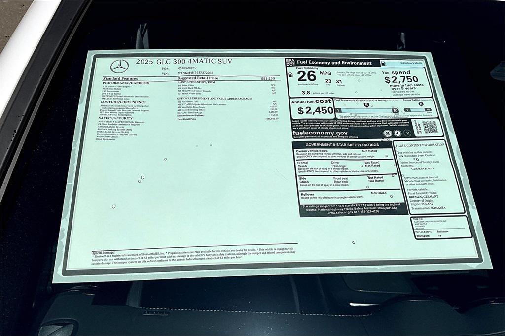 new 2025 Mercedes-Benz GLC 300 car, priced at $56,550