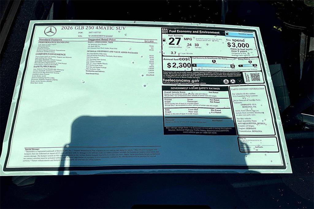 new 2026 Mercedes-Benz GLB 250 car, priced at $53,295